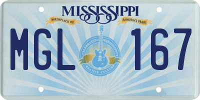 MS license plate MGL167