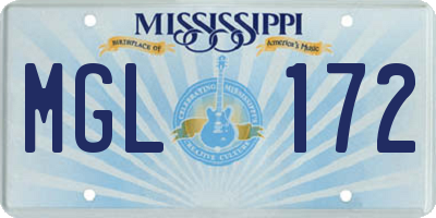 MS license plate MGL172