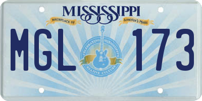 MS license plate MGL173