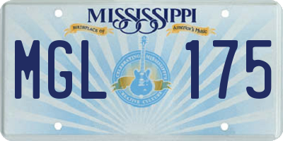 MS license plate MGL175