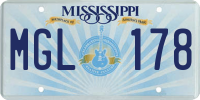 MS license plate MGL178