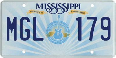 MS license plate MGL179