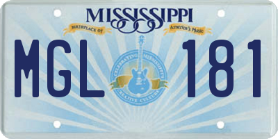MS license plate MGL181