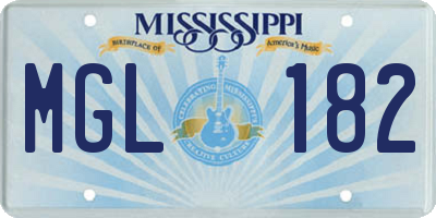 MS license plate MGL182