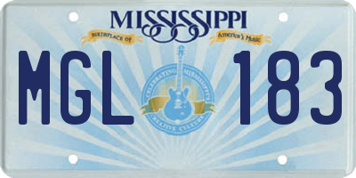 MS license plate MGL183