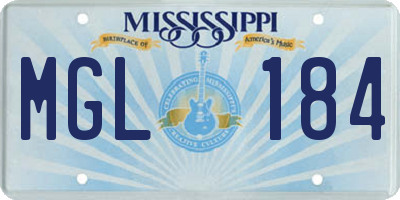 MS license plate MGL184