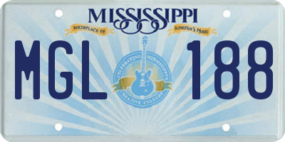 MS license plate MGL188