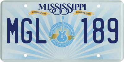 MS license plate MGL189