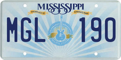 MS license plate MGL190