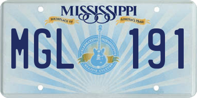 MS license plate MGL191