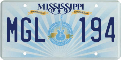 MS license plate MGL194