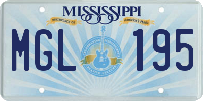 MS license plate MGL195