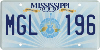 MS license plate MGL196