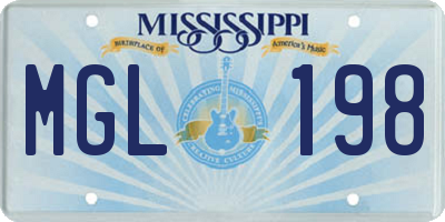 MS license plate MGL198