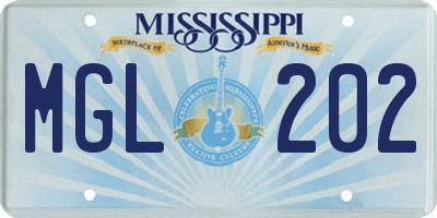 MS license plate MGL202