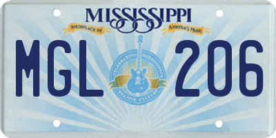 MS license plate MGL206