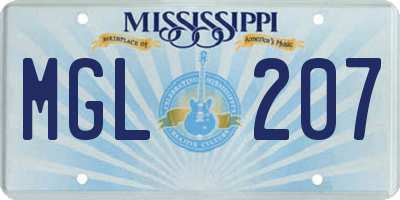 MS license plate MGL207