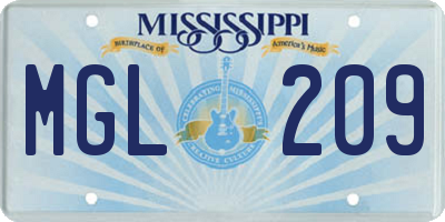 MS license plate MGL209