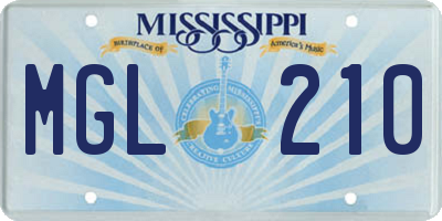 MS license plate MGL210
