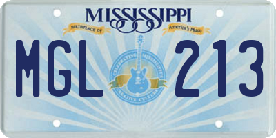 MS license plate MGL213