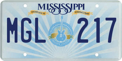 MS license plate MGL217