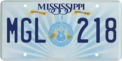 MS license plate MGL218