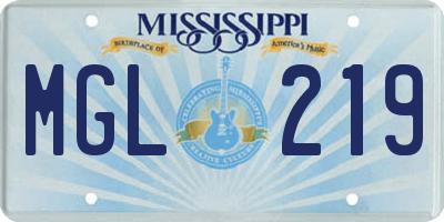 MS license plate MGL219