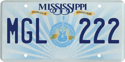 MS license plate MGL222