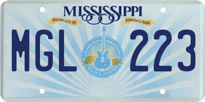 MS license plate MGL223