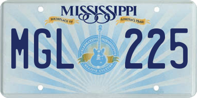 MS license plate MGL225