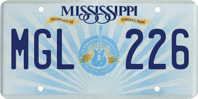 MS license plate MGL226