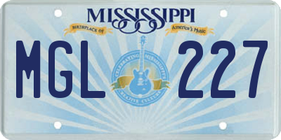 MS license plate MGL227
