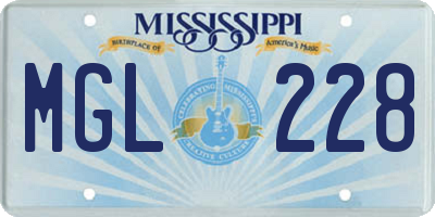 MS license plate MGL228