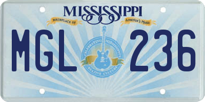 MS license plate MGL236