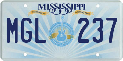 MS license plate MGL237