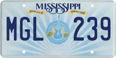 MS license plate MGL239