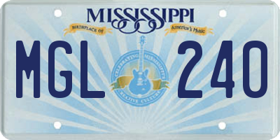 MS license plate MGL240