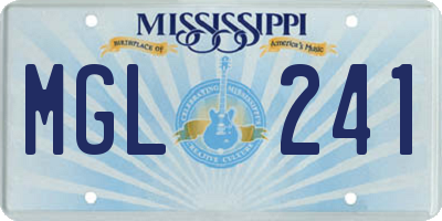 MS license plate MGL241