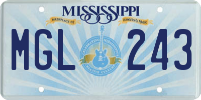 MS license plate MGL243