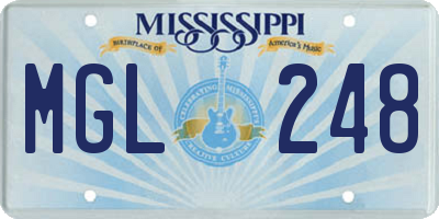 MS license plate MGL248