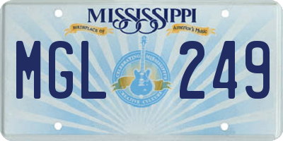 MS license plate MGL249