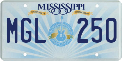 MS license plate MGL250