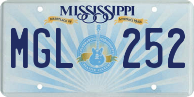 MS license plate MGL252
