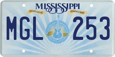 MS license plate MGL253