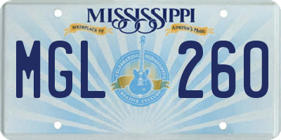 MS license plate MGL260