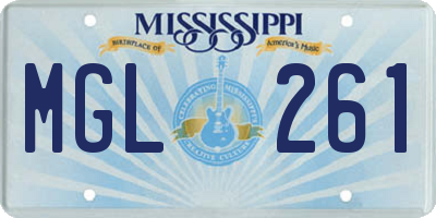 MS license plate MGL261