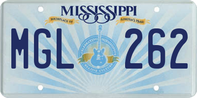 MS license plate MGL262