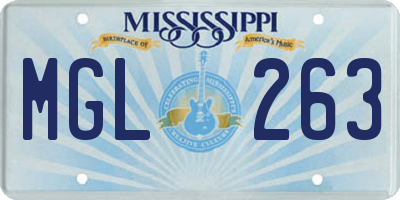MS license plate MGL263
