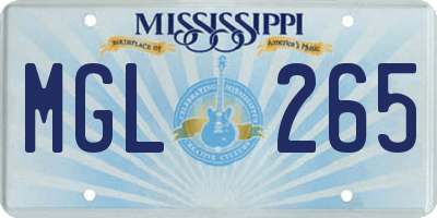 MS license plate MGL265