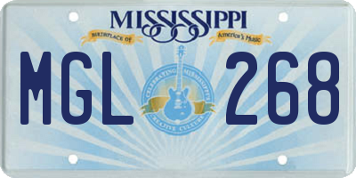 MS license plate MGL268